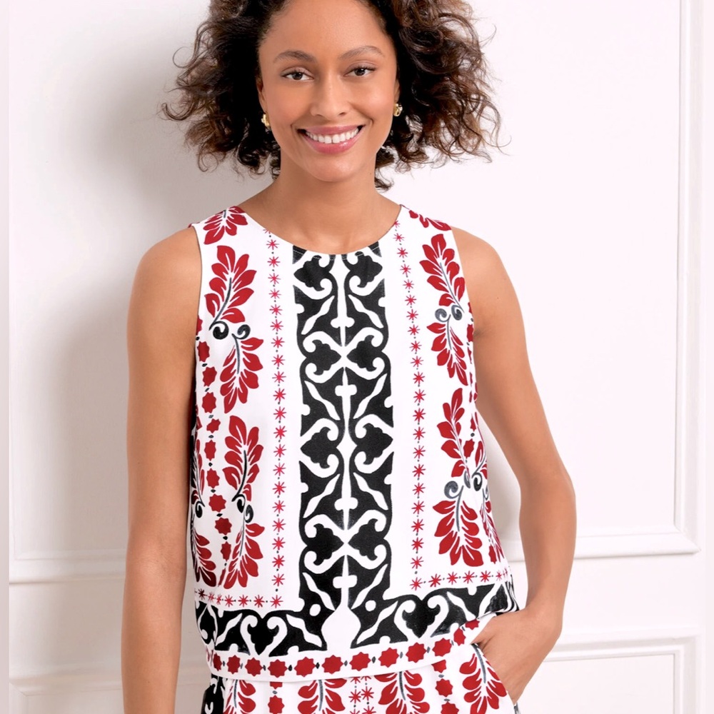 Talbots red and black pattern sleeveless top
